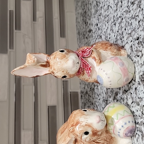 vintage ceramic pair of easter bunnies - Picture 2 of 10
